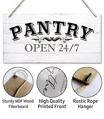 Farmhouse Themed Wood Sign - Pantry Room Decor, Vintage Wall Art with Quotes, Size 12" x 6" thumbnail 5