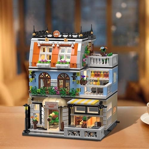 RAVAYO City Garden Hotel Building Sets,House Architecture Model Blocks Toys for Adults & Teens，1300 PCS Mini Bricks with LED - Blue thumbnail 2