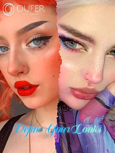 OUFER 20G Nose Ring Hoop, Colorful Clear Bioflex Acrylic Open Neon Nose Rings, Retainer Piercing Jewelry, Tragus Cartilage Helix Daith Lobe Earrings Piercing Retainer for Women Men thumbnail 7