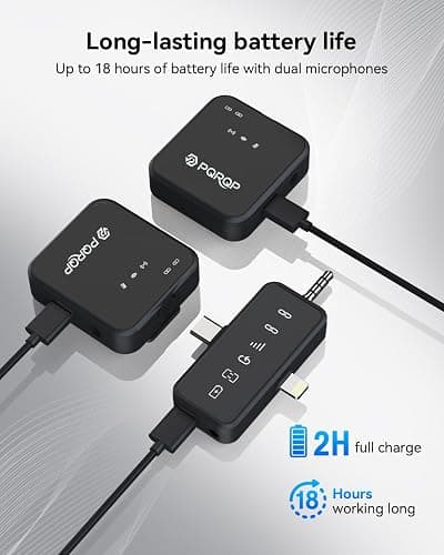 PQRQP 3 in 1 Microphone for iPhone/Android/Camera, Wireless Microphones, 328ft Transmission, 18H Battery Life, Mini Microphone for Record Interview, Vlogs, YouTube, Tiktok thumbnail 4