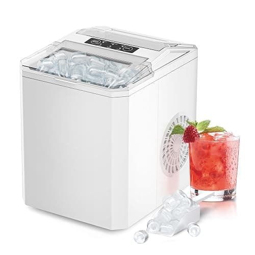 ⭐️DUMOS Countertop Ice Maker, Portable 1.5L Ice Machine with Self-Cleaning, 26.5lbs/24H Fast Ice Making, 9 Bullet Ice Cubes in 6 Mins, 2 Size Options, Quiet Compact Ice Maker, Bright White - Image 1
