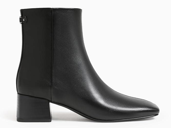 Coutgo Womens Ankle Boots Chunky Low Heel Square Toe Booties Side Zipper Winter Dress Shoes thumbnail 5