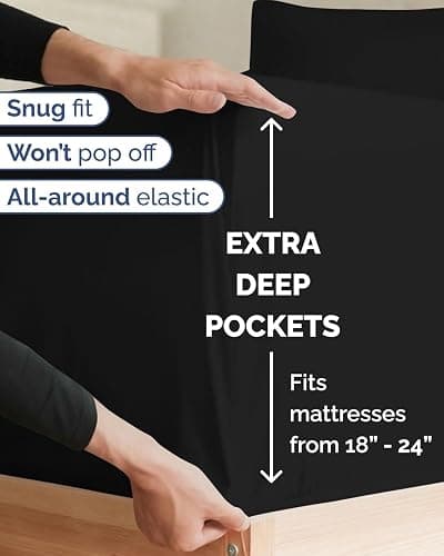 Extra Deep Twin XL Sheet Set - 4 Piece College Dorm Bed Sheets Set with Extra Deep Pockets - Ultra-Soft, Comfy & Breathable Bedding for Women, Men, Kids & Teens - Wrinkle Free & Fade Resistant - Black thumbnail 3