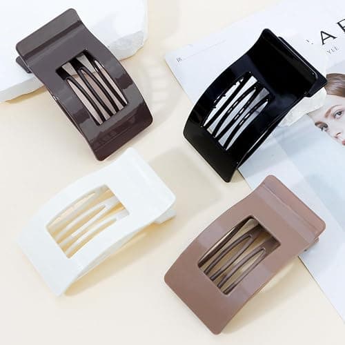 Velscrun Flat Hair Clips for Women Girls, Matte Lay Flat Claw Clips, Strong Hold Large Side Hair Clip All Hair Types, French Duck Billed Non Slip Grip Daily Styling Hair Jaw Claw Clip Natural Color thumbnail 2