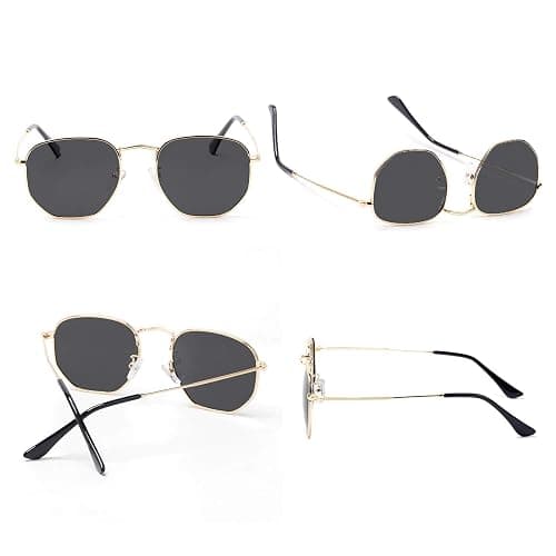 Hipster Hexagonal Polarized Sunglasses Men Women Geometric Square Small Vintage Metal Frame Retro Shade Glasses thumbnail 4