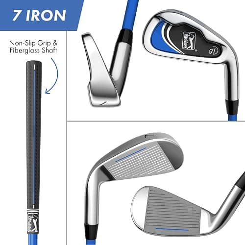 PGA Tour Youth Golf Club Set for Ages 8-12 (4’8”-5’2”) and 12+ (5’2”+), Right and Left-Handed Kids Golf Sets – Beginner Junior Golf Clubs with Lightweight Stand Bag, Mallet Putter, Hybrid, Driver thumbnail 4