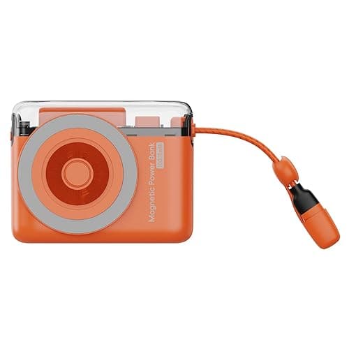 XYZtech X Link A Wireless Power Bank - 10000 mAh - Built-in Dual USB-C and iPh Cables, Compatible with iPhone and Samsung, Orange - Image 1