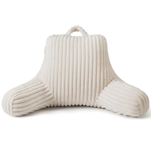Blissful Diary Reading Pillow for Sitting in Bed, Flannel Back Pillow Bed Sitting Up for Adult & Children, Backrest Cushion for Sit Up in Couch or Floor, Dorm Essentials, Cream White thumbnail 5
