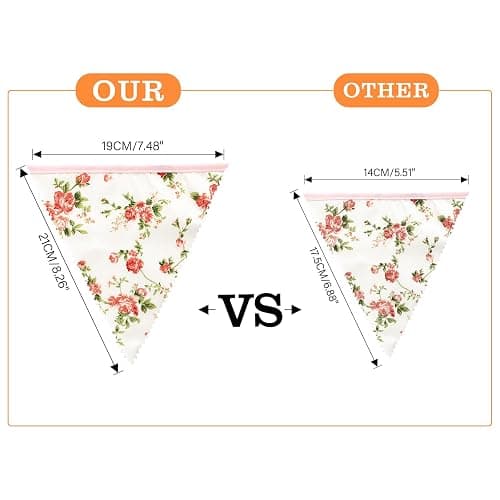G2PLUS 39Ft Triangle Bunting Banner, 42pcs Cotton Pennant Banner, Reusable Pink Green Fabric Triangle Flags Party Decoration for Birthday, Wedding, Baby Shower, Room Decor thumbnail 5