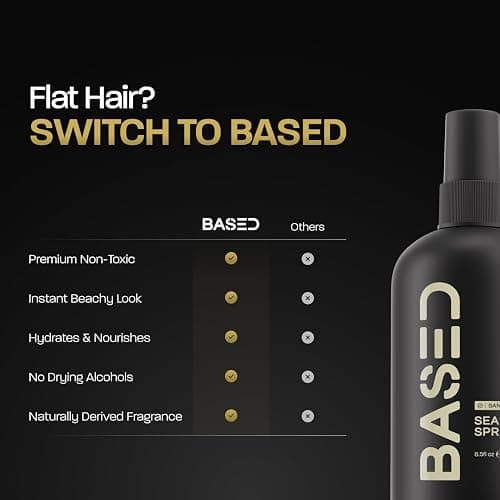 BASED Sea Salt Spray, Natural Finish Sea Salt Spray for Hair, Volume & Texture, Infused with Kelp & Vitamin B5, Light & Non-Greasy, Paraben Free, No Drying Alcohols, 8.5 oz (Pack of 1) thumbnail 7
