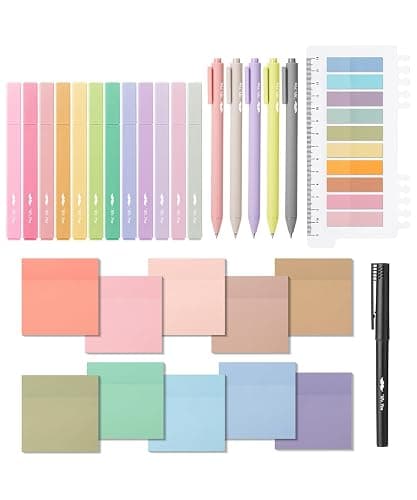 Mr. Pen- Aesthetic Book Annotation Kit, 38 pcs, Aesthetic Highlighters and Gel Pens, Transparent Sticky Notes, Transparent Sticky Tabs for Books, No Bleed Highlighters for Bible Pages No Bleed - Image 1