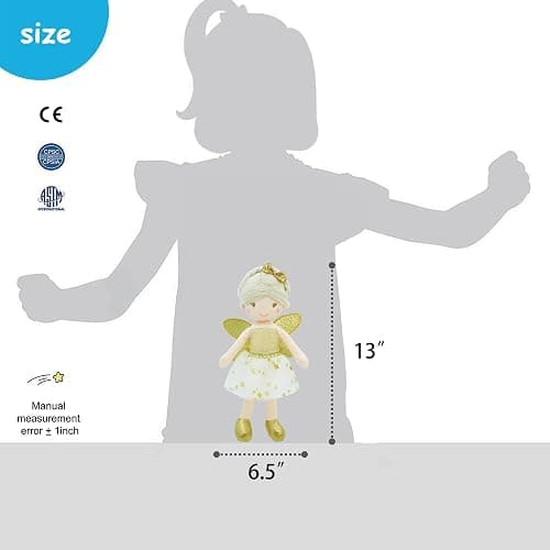 June Garden 12" Enchanted Garden Fairy Doll Joyce - Plush Stuffed Soft Doll Girl Gift - Gold Outfit and Wings thumbnail 3