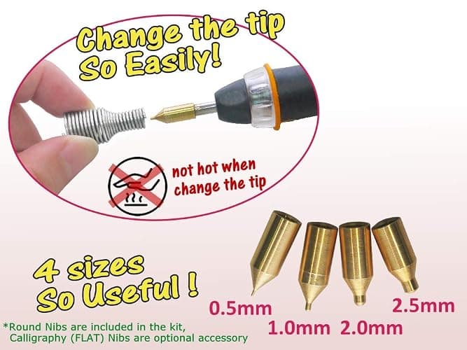 KINGTOOL Hot Foil Embossing Stamping Pen with 6 Rolls Hot Foil Papers, USB Powered (with 4 Nibs) (Yellow) thumbnail 4