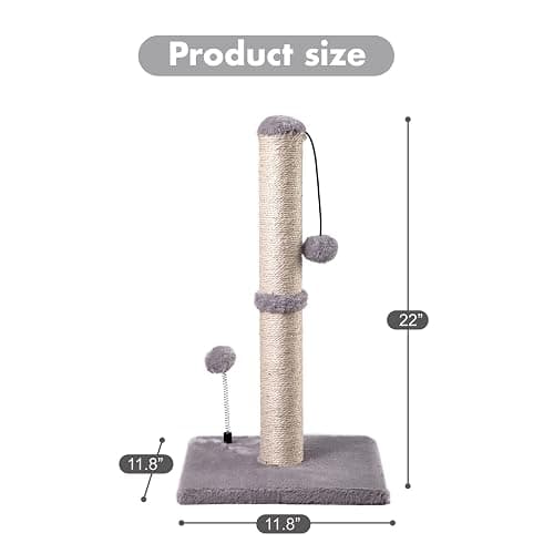MECOOL Cat Scratching Post Premium Basics Kitten Scratcher Sisal Scratch Posts with Hanging Ball 22" for Kittens or Smaller Cats (22 inches for Kitten, Gray) thumbnail 4