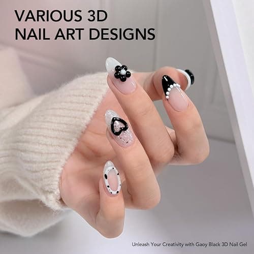 GAOY Black 3D Nail Gel, 15g Sculpting Gel for 3D Nail Art Designs Carving, Molding, Painting, No Wipe Gel for Gems & Charms Decoration, Salon DIY Use thumbnail 4