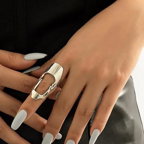 LARVOVUE Gothic Armor Full Joint Ring for Men Women Punk Cool Cosplay Party Knuckle Joint Finger Rings (Silver 2 Style) thumbnail 5