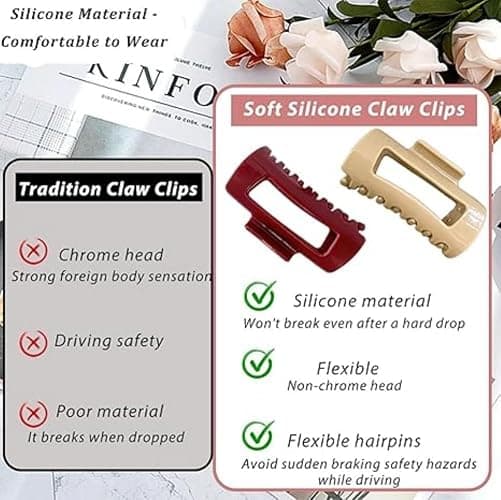 4Pcs Cloud Claw Clips, Soft & Flexible Cozy Claw Clip, Flexible Claw Clip, Ponytail Hairpins for Thick or Fine Hair, Beauty Accessory for Women thumbnail 5