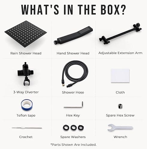 G-Promise All Metal 10" Dual Square Shower Head Combo | Rain Shower Head | Handheld Shower Wand | Adjustable | 3-Way Diverter | 71" Extra Long Hose - A Bathroom Upgrade (Matte Black) thumbnail 6