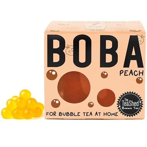 Peach Fruit Juice Filled Popping Boba | Bursting Pearls for Bubble Tea and Dessert Toppings | 150g 3 Servings | Vegan | By THE TEASHED - Image 1