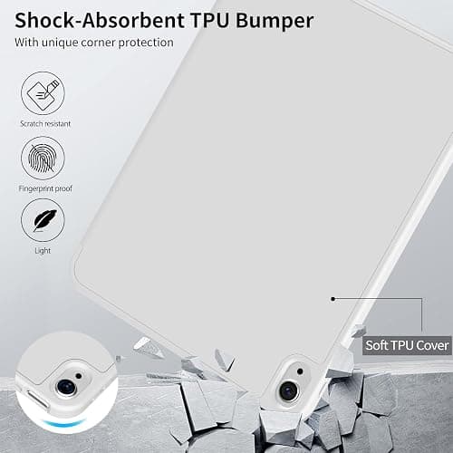 IAMKHO for iPad (A16) 11th/10th Gen 11"/10.9" Case with Pencil Holder, Gray | For iPad A16 11 inch 2025, iPad 10th Generation 2022, Precise Cutouts, Auto Wake/Sleep, Touch ID, Slim Trifold Stand thumbnail 3