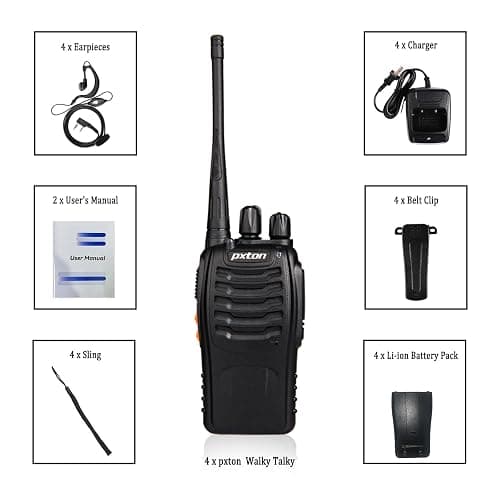 pxton Walkie Talkies Long Range for Adults with Earpieces,16 Channel Walky Talky Rechargeable Handheld Two Way Radios with Flashlight Li-ion Battery and Charger（4 Pack） thumbnail 6