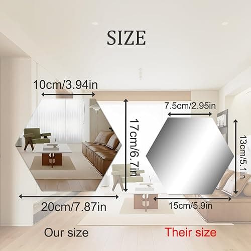 MCLEULLA Mirror Wall Stickers - 12PCS Hexagon Art DIY Decorative Acrylic Sheet Plastic Tiles Home Living Room Bedroom Sofa TV Background Decal Decoration - Gold thumbnail 2