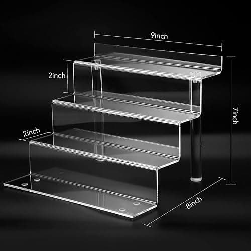 bigantss 9 Inch Acrylic Shelf for Perfume Organizer, 4 Tier Funko POP Shelves, Cologne Organizer Tiered Riser Display Stand, Acrylic Display for Decoration thumbnail 3
