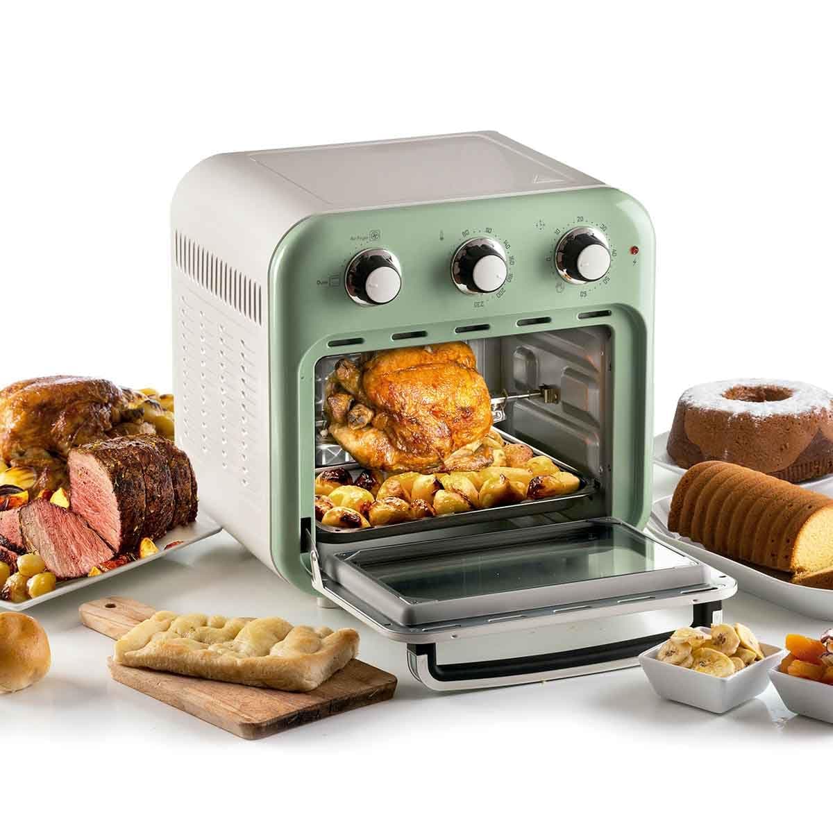 Ariete 4632, Fritadeira 2 em 1, Air Fryer e Forno Elétrico Vintage Verde, Capacidade de 16 Litros, 1400 Wats, Porta Transparente - 127V thumbnail 4