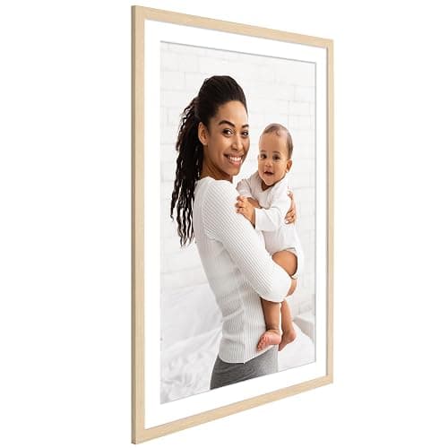 Americanflat 28x40 Poster Frame with Polished Plexiglass - Use as 24x36 Frame with Mat or 28x40 Frame Without Mat - Hudson Collection - Wide Picture Frame for Wall Display - Natural Oak - Natural Oak - 28x40 thumbnail 7
