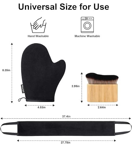 3 in 1 Self Tanning Mitts Self Tanner Mitt Applicator Kit - Tanning Glove for Self Tan Mitt, Tanning Brush for Self Tan Brush Back Tanning Applicator Kabuki Body Brush Self Tanner Back Applicator thumbnail 6