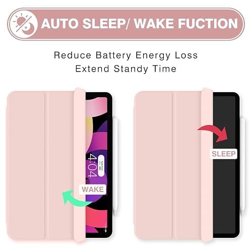 Dwopar for iPad Air 7/6/5/4 Magnetic Case, Slim Smart Folio for Air 5th/4th Generation 10.9 Inch 2022/2020 Model, Trifold Stand Case for iPad Air 11 inch M3/M2 2025/2024, Auto Sleep/Wake (Pink) thumbnail 4
