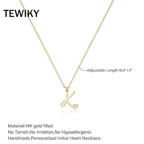 Tewiky Initial Necklace for Women-14k Gold Plated Dainty Letter Necklaces Trendy Cute Custom Personalized Monogram thumbnail 5