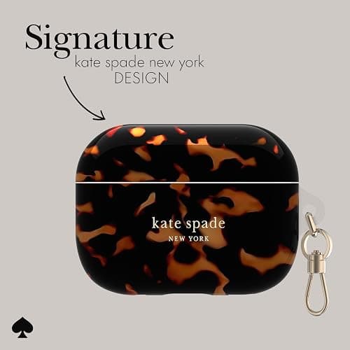 Kate Spade New York AirPods Pro Protective Case with Keychain Ring - Tortoise, Compatible with AirPods Pro 2nd / 1st Generation thumbnail 3