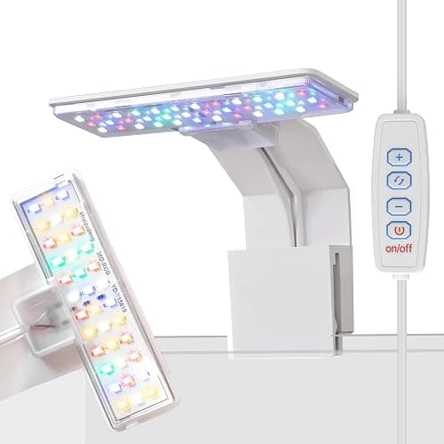 FluviRay Mini Clip-On Aquarium Light 7W USB Dimmable Fish Tank Lamp with 3 Light Modes (Full Spectrum/White/RGB), 9-Level Brightness, Compact LED Light for 1–3 Gallon Aquariums - Image 1