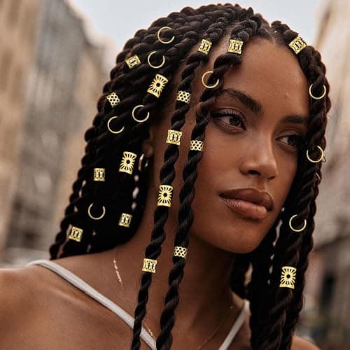 Hair Jewelry for Braids Gold Hair Accessories for Girls,Dreadlock Accessories Hair Cuffs Braids Clips for Women Pirate Costume Halloween Decoration,100 PCS thumbnail 6