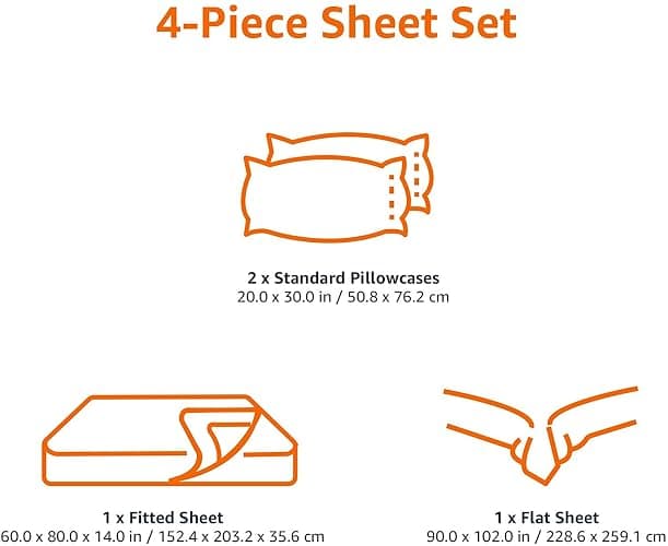 Amazon Basics Lightweight Super Soft Easy Care Breathable Microfiber 4 Piece Cozy Comfortable Bed Sheet Set, Wrinkle Resistant with 14-Inch Deep Pockets, Queen, Black, Solid thumbnail 6