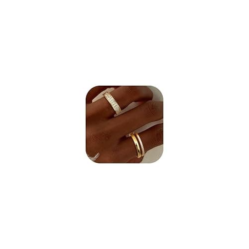 THUNARAZ 18K Gold Plated Dainty Stacked Rings Women Elegant Stackable Ring Sets for Women Gold Cubic Zirconia Thumb Rings Gold Silver Non Tarnish Wedding Bands Promise Stacking Ring Jewelry thumbnail 6