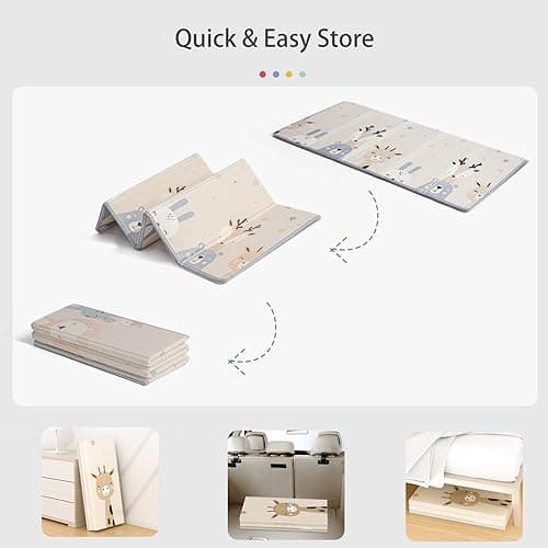 MLOONG Baby Play Mat, 71 * 59 * 0.4 Large Thick Playmat, Folding Portable Waterproof Reversible Double-Sided Crawling Mat, Baby Floor Mat for Infants and Toddlers, Easy to Clean (71*59*0.4in-Star) - Star - 71x59x0.4 inch thumbnail 4