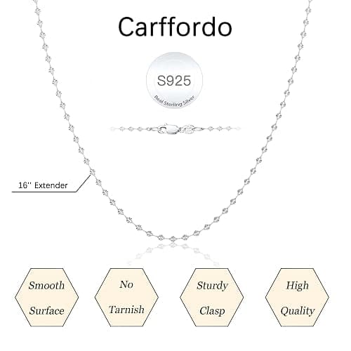 Carffordo 925 Sterling Silver Chain Necklace Link Chain Necklace for Women Simple Dainty 16K Gold Plated Necklace for Women Minimalist Waterproof Silver Necklace Trendy Jewelry Gifts thumbnail 6