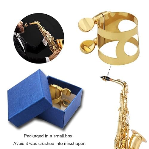 Alto Sax Mouthpiece Ligature Double Screws Saxophone Gold Ligature Fastener thumbnail 5