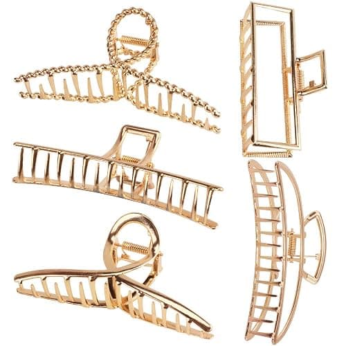 ANBALA Gold Hair Clips, Metal Large Claw Clips for Thick Hair Big Jaw Clips for Hair, Butterfly Hair Clips Hair Accessories for Women - Image 1