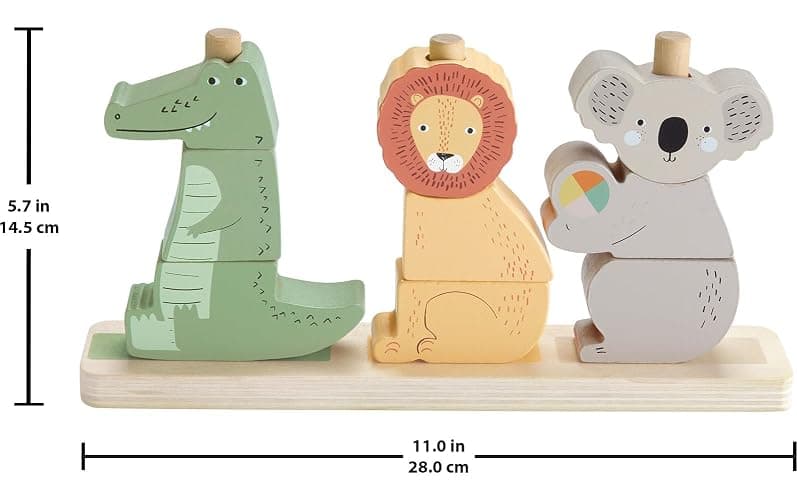Fisher-Price Wood Baby Toy Stack & Sort Animals, 10 Wooden Pieces for Developmental Play for Infants & Toddlers Ages 1+ Years thumbnail 2