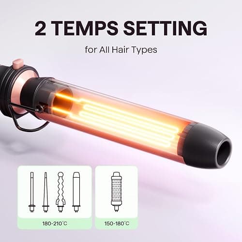 Wavytalk 5 in 1 Curling Wand Set, Multi Hair Curler Set with Thermal Brush and 4 Interchangeable Ceramic Curling Tongs(13-32 mm), Instant Heat Up Curling Iron (Rose Gold) thumbnail 8