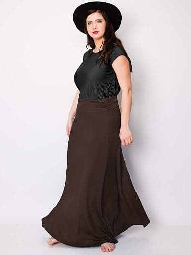 Made By Johnny Women's Solid Basic Lightweight Floor Length Flare Long Maxi Lounge Skirt (S~3XL) thumbnail 7