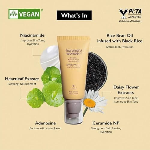 Haruharu Wonder Black Rice Moisture Airyfit Daily Sunscreen 1.69fl.oz - Velvet Finish, No White Cast, Hydrating, Moisturizing, Korean Skin Care, Vegan, Clean Beauty thumbnail 3