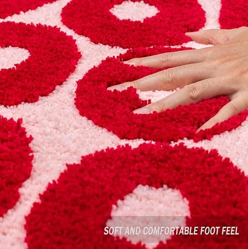 Urtlmaji You Look Good Bath Mat Bathroom Rugs Funny Cute Bath Rugs Non Slip Microfiber Plush Preppy Small Cool Shower Rug Washable Absorbent Floor Mat for Bathtub Sink 25"x21" Red & Pink thumbnail 2