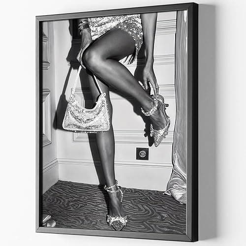 Trendy Luxury Black And White Framed Wall Art Beautiful Chic Woman Pictures For Preppy Girly Dorm Decor-Funky Fashion Feminist Canvas Prints Ready To Hang Room Bedroom thumbnail 8