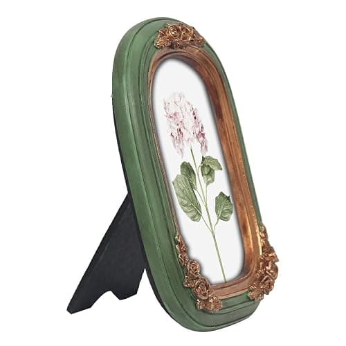 FR PARAFAYER Vintage Mini Picture Frame 2.5x3.5 Inch,Antique Ornate Photo Frame With Floral Relief,Wall and Tabletop Display,High Definition Glass Front,Retro Home Decor Art Gallery (Green 2.5x3.5) thumbnail 4