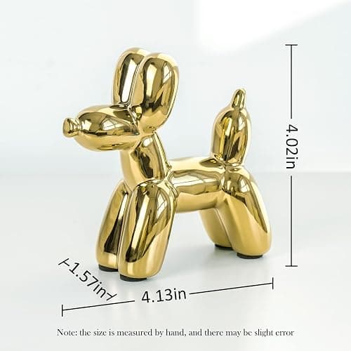 Notakia Cute Ceramics Balloon Dog Statue Crafts Gold Living Room Desktop Decorations,Handmade Modern Small Ceramic Animal Statue Ornament Gold Home Decor Accents thumbnail 3
