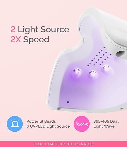 MelodySusie Small LED UV Nail Lamp with Lightweight Design, P-ART06F Nail Dryer with Simple Button Control Cures All Soft Gels at Home, Especially Half-Cured Gel, Base Coat & Top Coat White thumbnail 2